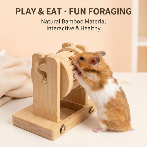 Natural Bamboo Hamster Foraging Wheel Toy