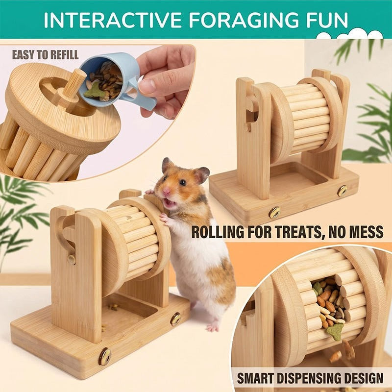 Natural Bamboo Hamster Foraging Wheel Toy