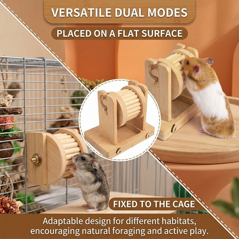 Natural Bamboo Hamster Foraging Wheel Toy